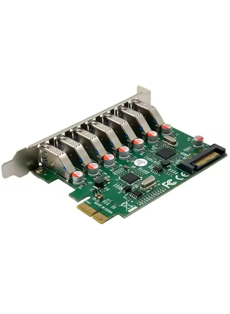 PCI-E 7 Port USB 3.0 Expansion Card – SuperSpeed 5Gbps PCIe x1 Internal Adapter for Desktop PC - Image 1
